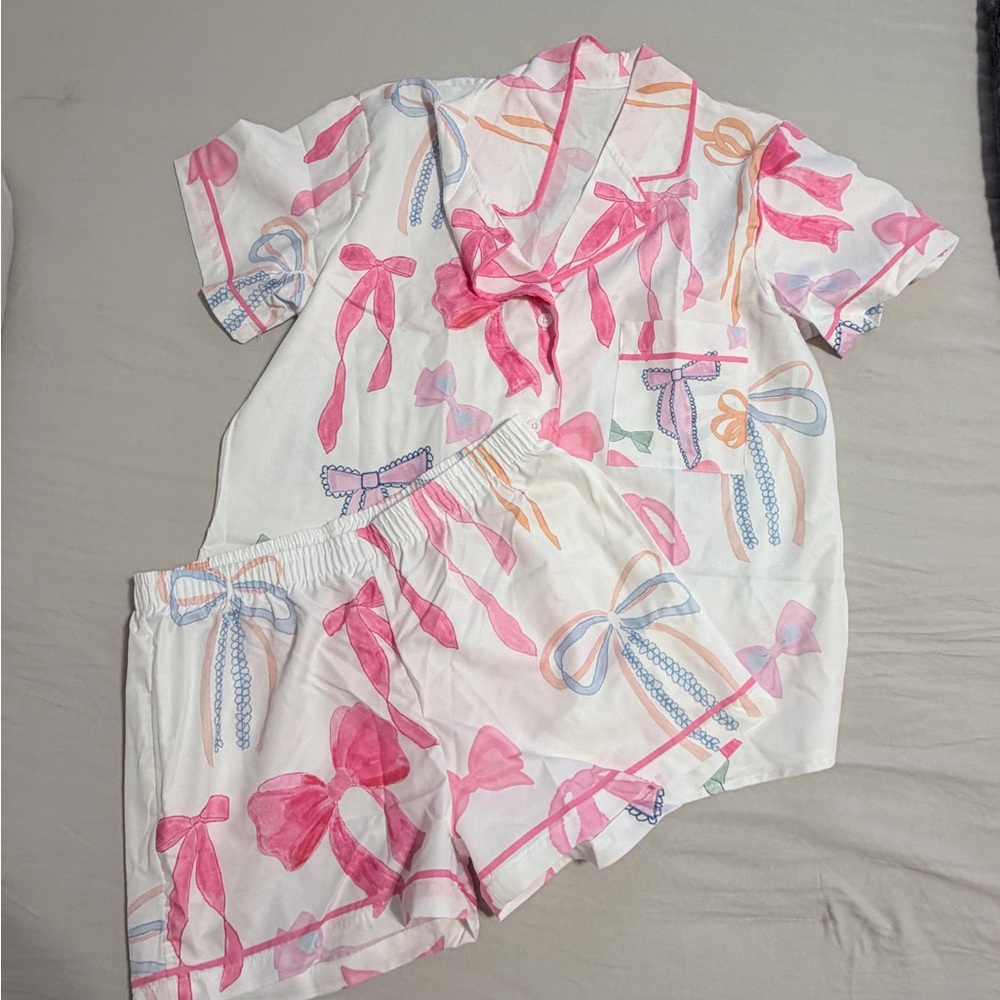 Bow Print Pajamas NWT